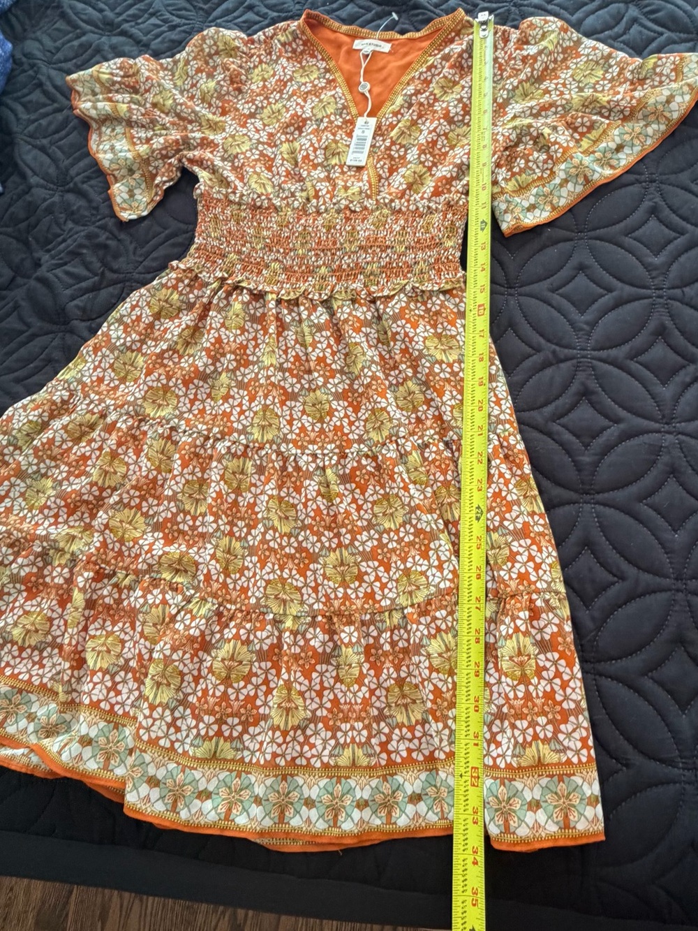 Max Studio Orange Floral Border-Print Dress - Picture 2 of 7